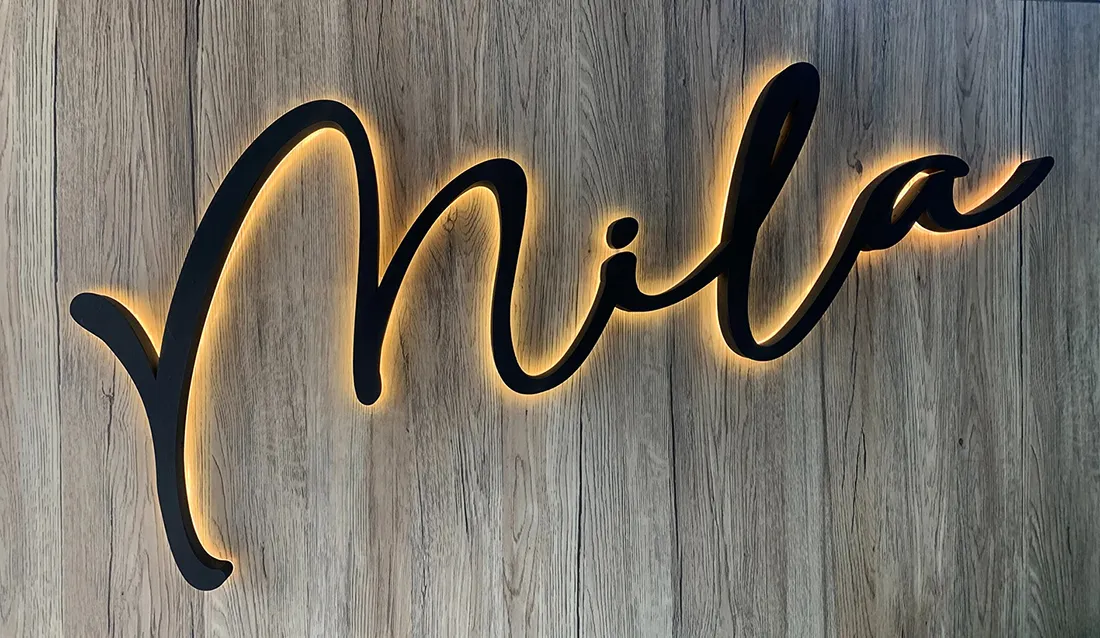 Backlit halo-lit lobby sign Ottawa corporate office — DSign LED