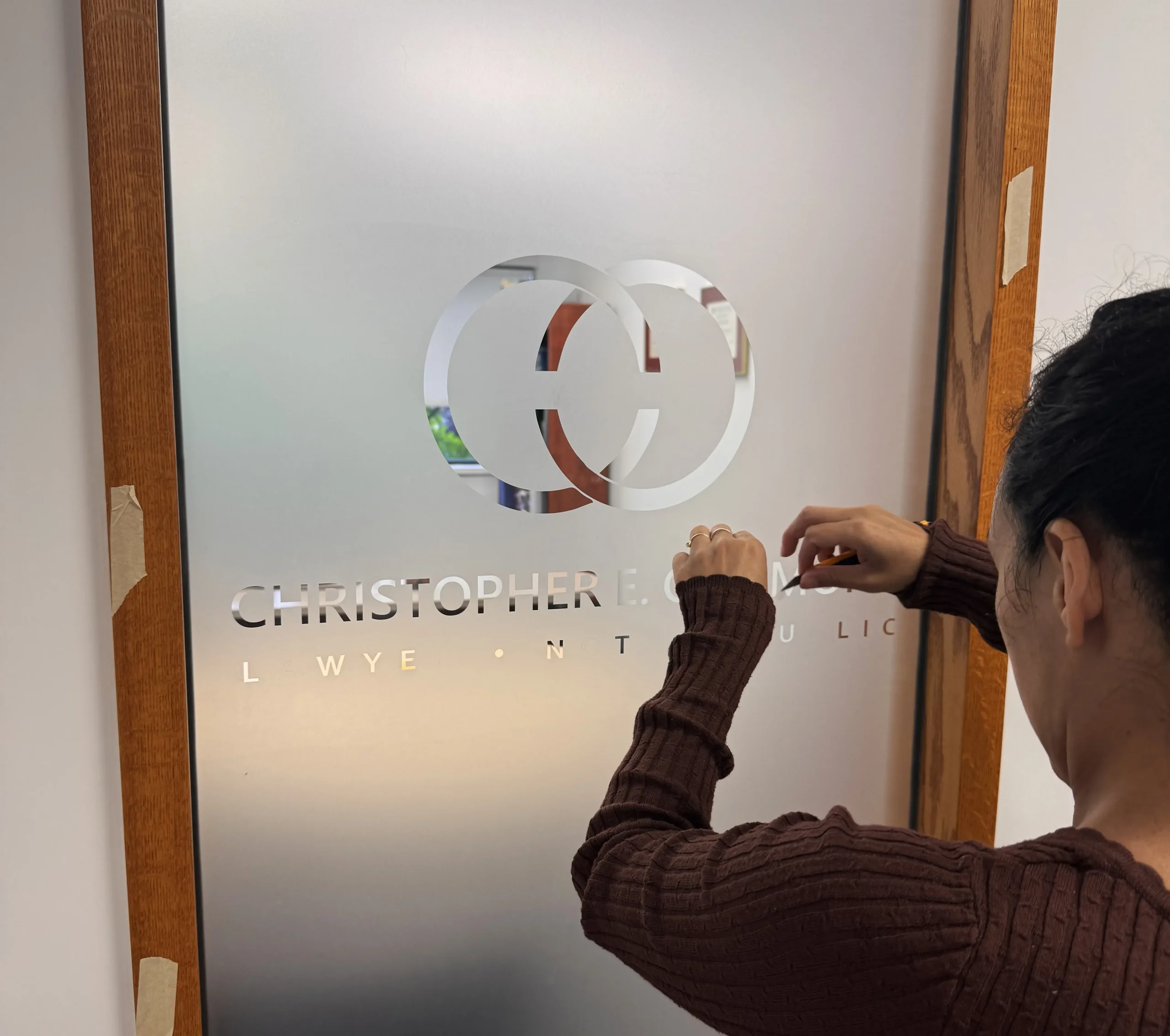 Frosted window vinyl privacy film Ottawa office